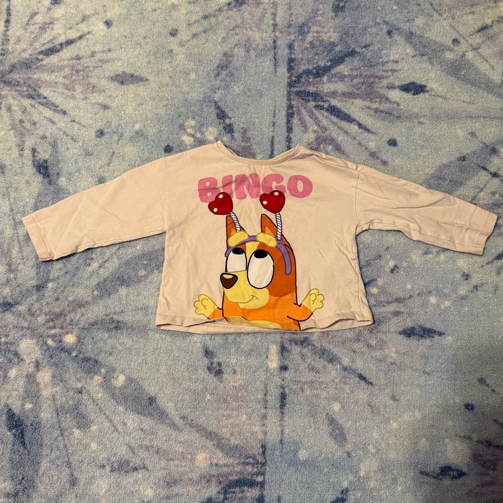 Zara baby Bluey Bingo Valentine’s Day 12-18M pink long sleeve tee